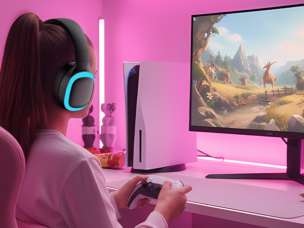 wireless gaming headset for ps5 with mic low latency bluetooth gaming headphones