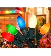 C7 LED Multicolor Christmas Lights Outdoor, 25Ft Vintage Christmas Lights String With 27 LED Cera...