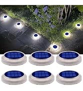 DetarZinLED Solar Deck Lights Outdoor Waterproof, 6 Pack White Deck Lights Solar Powered, Flat So...