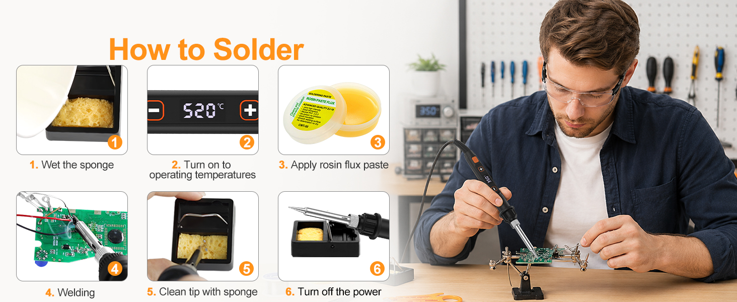 Soldering Iron Kit 80W LED Adjustable Temperature 180-520? Solder