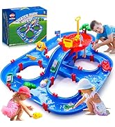 VATOS 2-Tier Water Table for Toddlers in Summer,100PCS DIY Waterways Playset with Pump for Outsid...