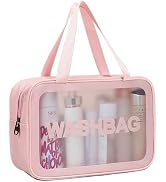 DAPOWER Travel Toiletry Bag for Women, Matte Translucent Toiletry Bag with Handy Handle, Makeup C...