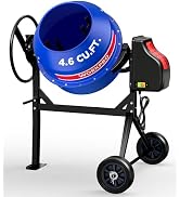 WORKPRO 4.6 Cu.Ft. Electric Cement Mixer, 600W Portable Concrete Mixer | Heavy Duty 0.8HP Mixer w...
