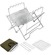 PSKOOK Charcoal BBQ Grill, Stainless Steel Portable Foldable Campfire Grills, Lightweight easy to...