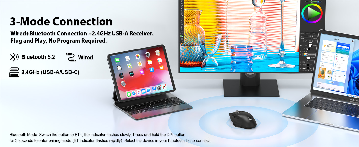 rechargeable wireless mouse blue tooth mouse wireless