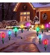 C9 LED Multicolor Christmas Pathway Lights Outdoor, 20FT Walkway Lights with 10 C9 LED String Lig...