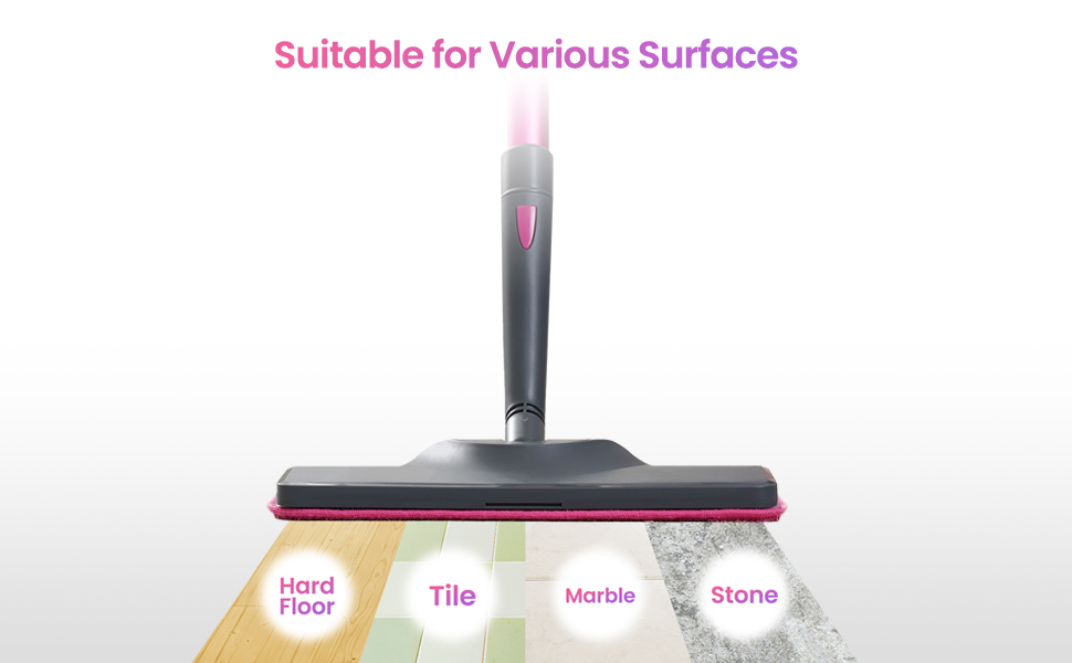 Suitable for Various Surfaces, including hardwood floor, tile, marble and stone