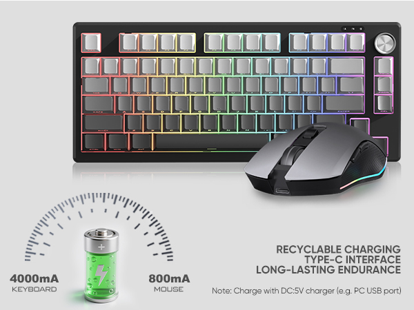 rechargeable keyboard and mouse combo