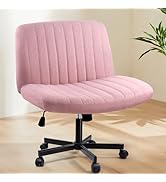 Criss Cross Chair, Fabric Armless Cross Legged Home Office Chair for Vanity, Wide Seat Swivel Cri...