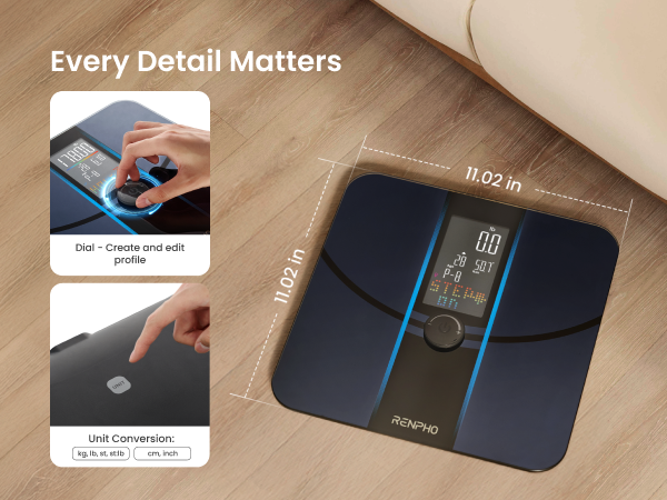 Smart Scale for Body Weight, Weight Scale with VA Large Display for BMI, Body Fat, Muscle Mass