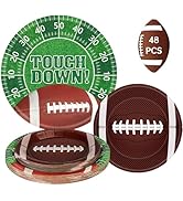 48 Pcs Football Plates Set - Touchdown Football Paper Plates, Disposable Party Dinner Dessert Rou...
