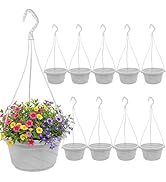 DOITOOL 10 Pack Hanging Plastic Pots for Plants with Hook, Garden Flower Plant Pot Container Bask...