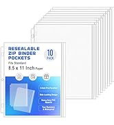 Antner 10 Pack Letter Size Binder Pockets 3 Ring Binder Zipper Pouch, 3-Hole Waterproof Resealabl...