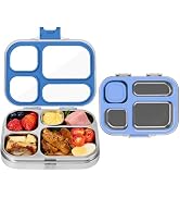 MISS BIG Stainless Steel Bento Box Kids Leak-Proof 304 Metal Bento Boxes 4-Compartments Container...