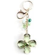 Four Leaf Clover Keychain with Rhinestones Bling Lucky Keycharm for Women Good Luck Keyring Gifts...