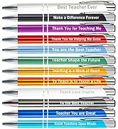 PASISIBICK 12 Pieces Greeting Teacher Ballpoint Pens Teachers' Appreciation Pen with Engraved Tha...
