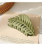 Green Hair Clamps Leaf shaped Many Teeth Big Claw Clips Non slip Leaves Hair Catch Barrette Jaw C...