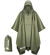 PTEROMY Hooded Rain Poncho for Adult with Pocket, Waterproof Lightweight Unisex Raincoat for Hiki...