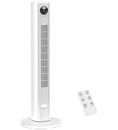 ZAFRO Tower Fan for Bedroom, 90° Oscillating Fan with 12H Timer, 37”Standing Fans with Remote, Bl...