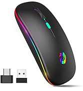 aMZCaSE LED Wireless Mouse, Rechargeable Slim Silent Mice 2.4G Portable Office Optical Mouse with...