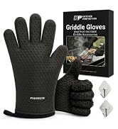 KITCHEN PERFECTION Silicone Oven &amp; Griddle Gloves -Extreme Heat Resistant BBQ &amp; Grilling Gloves -...
