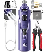 Dog Nail Grinder with 2 LED Lights Powerful 2 Speeds Super Quiet Dog Nail Trimmers with 3 Grindin...