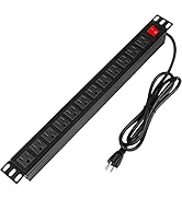 BTU Power Strip Surge Protector Rack-Mount PDU, 12 Outlet Power Strip with Switch, Metal Mountabl...