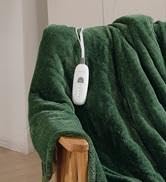 Electric Blanket Heated Throw, 50"x60" Soft Wheat Pattern Flannel &amp; Sherpa Heated Lap Blanket wit...