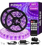 PIZHLO 50 Foot Black Light Strips &amp; Remote, Dimmable Flexible Blackights Strip Lights