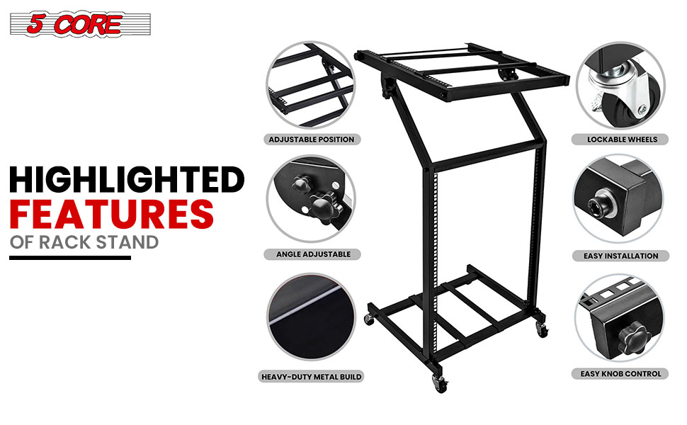 DJ Mixer Stand, Rack Mount Rolling Stage Cart, audio mixer stand, mixer stand music, dj stands