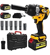 Cordless 1/2 Inch Impact Wrench,1000 N.m(740 Ft-lbs) Brushless High Torque Electric Impact Gun, 3...