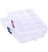 Cosics Bead Organizer Box, 2PCS 15 Compartment Craft Storage Container with Removable Divider, Pl...