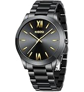 NIBOSI Men Watches Analog Quartz Stainless Steel Black Watches for Men Waterproof Business Classi...