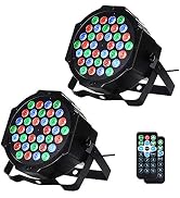 LUNSY Dj Lights, 2 Pack 36 LED Par Lights Stage Lights with Sound Activated Remote Control &amp; DMX ...