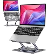 Adjustable Laptop Stand for Desk - Portable Laptop Riser with Rotating Base, Foldable Aluminum Co...