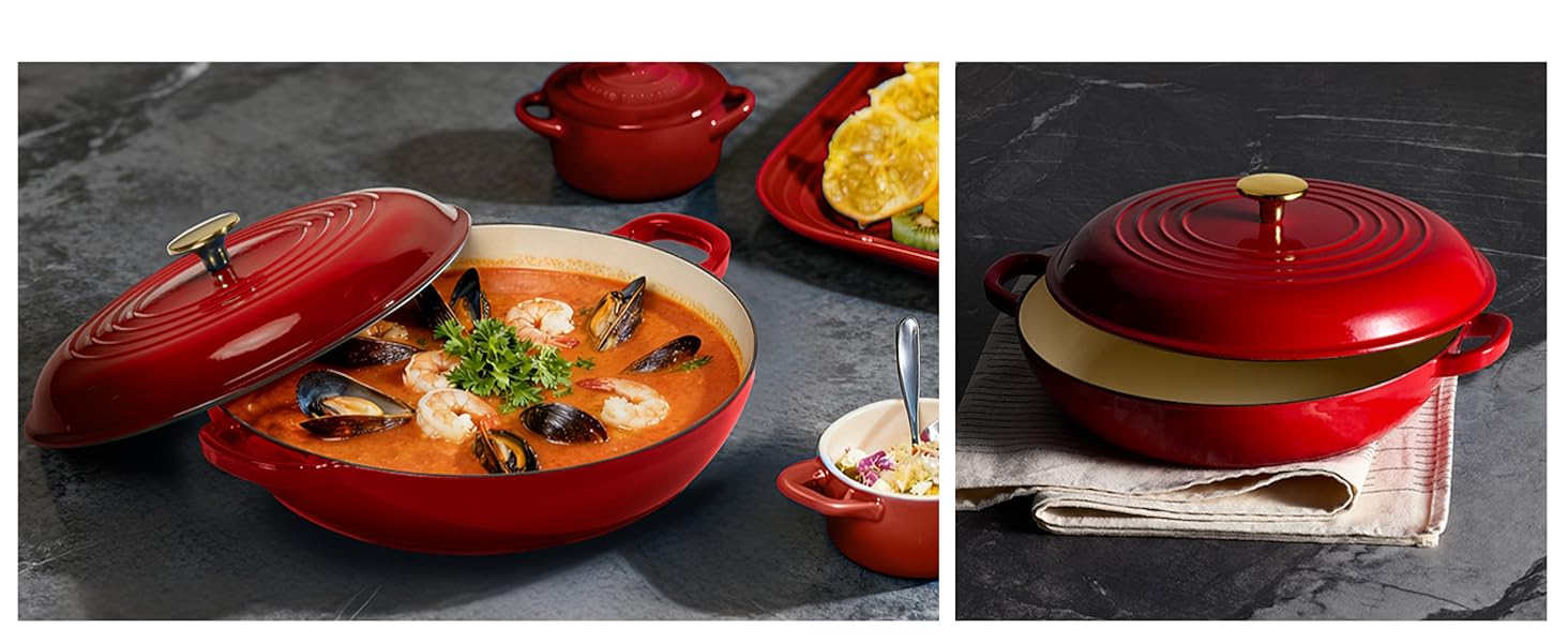 casseroledishwithliddutchovenpotwithlid3.5qtbraiserspandutchovenbreaddutchovenroundnonstickpot