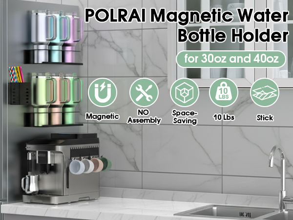 Magnetic Stanley Cup Organizer Water Bottle Holder for Stanley