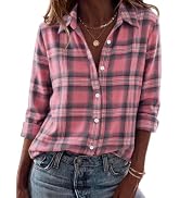Zeagoo Flannel Shirt Women Long Sleeve Plaid Button Down Fall Work Blouses | Lightweight business...