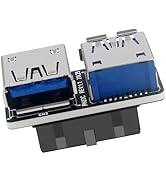 WLGQ USB 3.0 Dual Port Adapter – 19/20 PIN to Dual USB 3.0 Female Header for PC Motherboard Expan...
