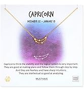 Zodiac 18K Gold Plated CZ Necklace With Message Card, Yellow Gold Color, Anchor Chain, Best Gift ...