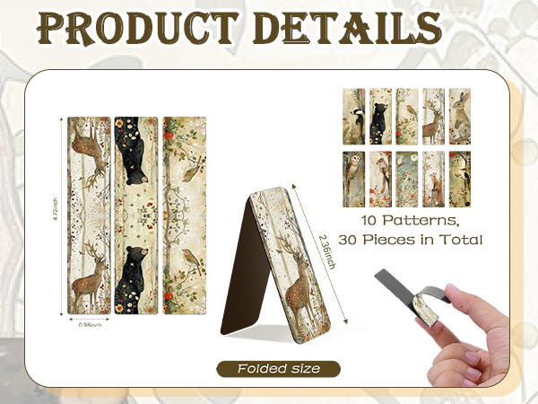 Zaamwoyy 30 Pcs Woodland Animals Magnetic Bookmarks