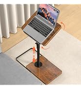 TV Tray Table for Couch, Height Adjustable/360° Swivel/180° Flip-Over Panel Design C-Shaped End T...