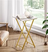 HOOBRO Folding TV Tray Table, Wooden TV Tray, Portable Sofa Side Table, Industrial Snack Table En...
