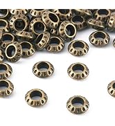 Craftdady 50Pcs Antique Bronze Large Hole Rondelle Spacer Beads 10x4mm Tibetan Metal European Loo...