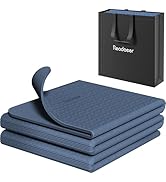 Readaeer Foldable Yoga Mat for Travel Folding Yoga Mat 6mm Thick with Carrying Bag, Non-Slip TPE ...