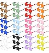 NACHLYNN 6/12/24/36 Pcs Rimless Star Shaped Sunglasses Transparent Sunglasses Pentagram Glasses V...