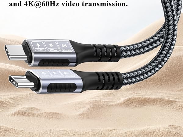 20ft nylon braided usb c to usb c cable