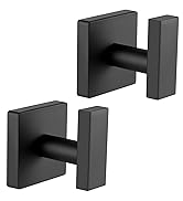 2-Pack Matte Black Square Robe Towel Hooks Wall Mounted for Bathroom