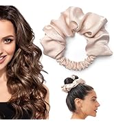 BLINKEEN Heatless Curling Scrunchie, Velvet, Beige, 1 Count (Pack of 1), Hair Roller for All Hair...