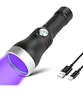 XLENTGEN 365nm High Power Black Mirror UV Light Detection Flashlight, UV Blacklight Light USB Rec...